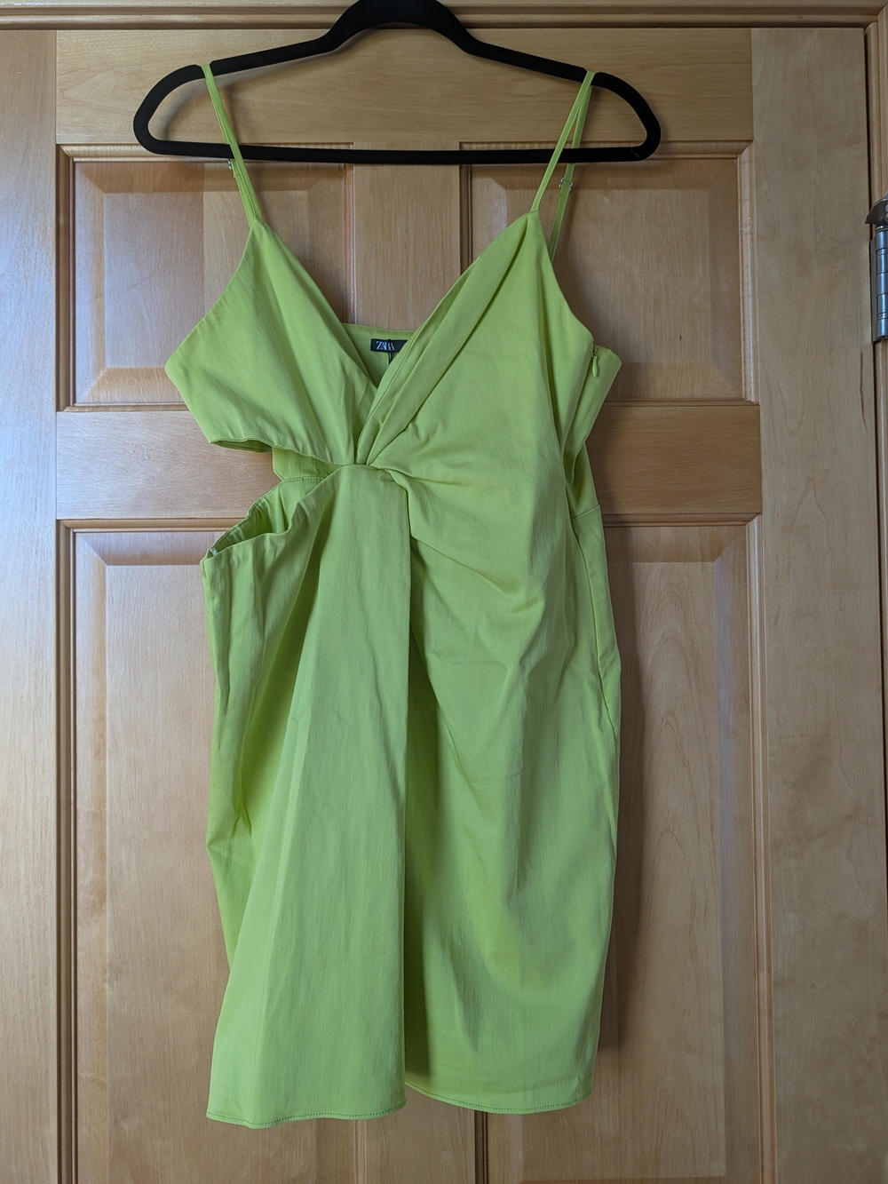 Zara Lime Green Spaghetti Strap Twist-Front Bodysuit